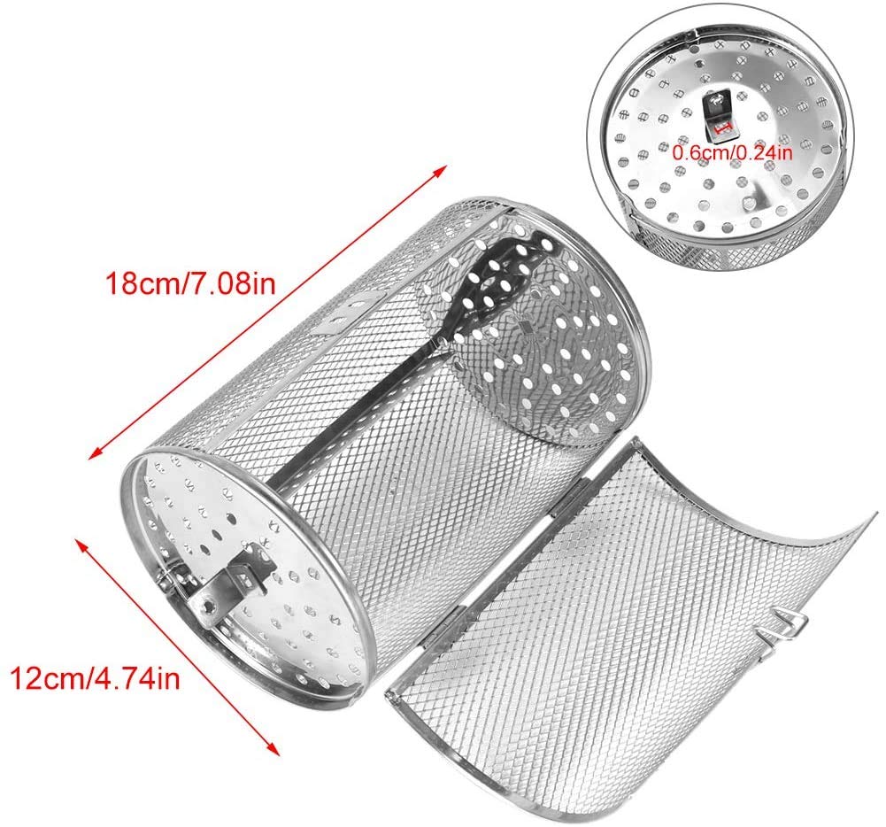 CALLARON Air Fryer Rotisserie Korb – Edelstahl Drehkorb 18x12x12 Cm, Für Pommes, Nüsse, Fleisch, 360° Drehbar
