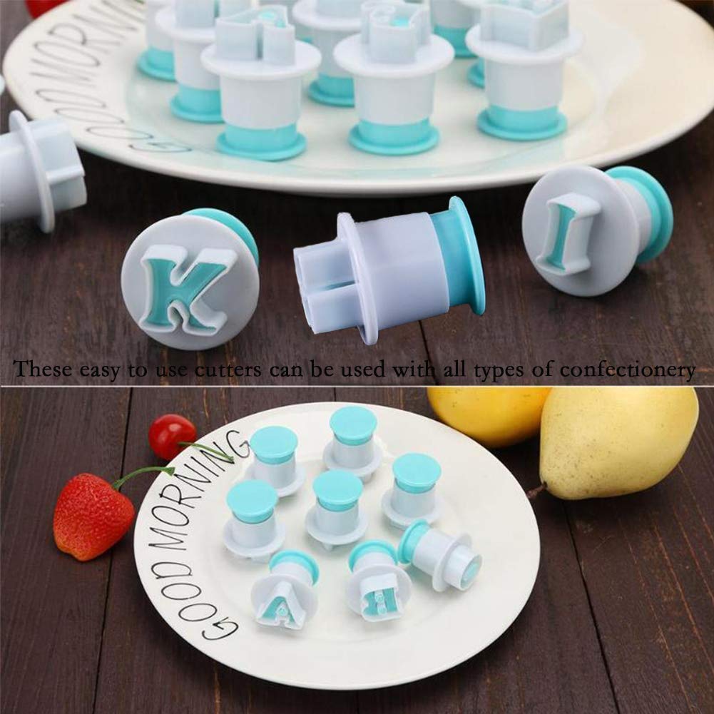 BENBO Buchstaben- und Zahlen-Kuchenform-Set, 36-teilig, für Fondant, Kuchen, Zucker, Basteln, Kekse, Stempel, Prägestempel, Plunger Plunger Keksausstecher