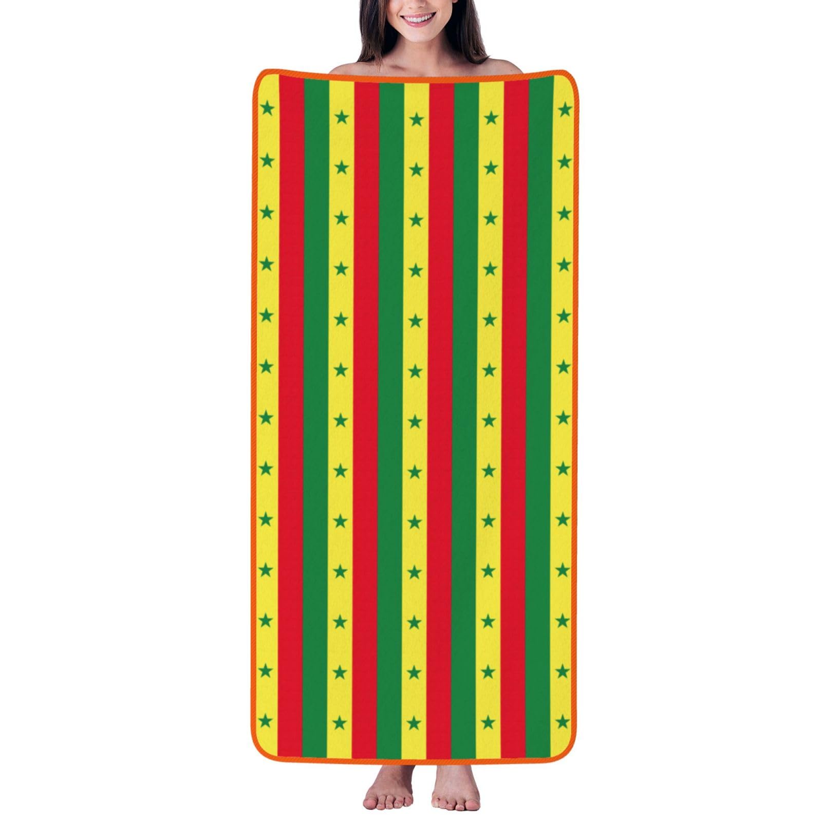 pojknbv Flag Of Senegal Print Comfortable Coral Velvet Bath Towel Home Bathroom Hotel Spa Beach Travel Holidays