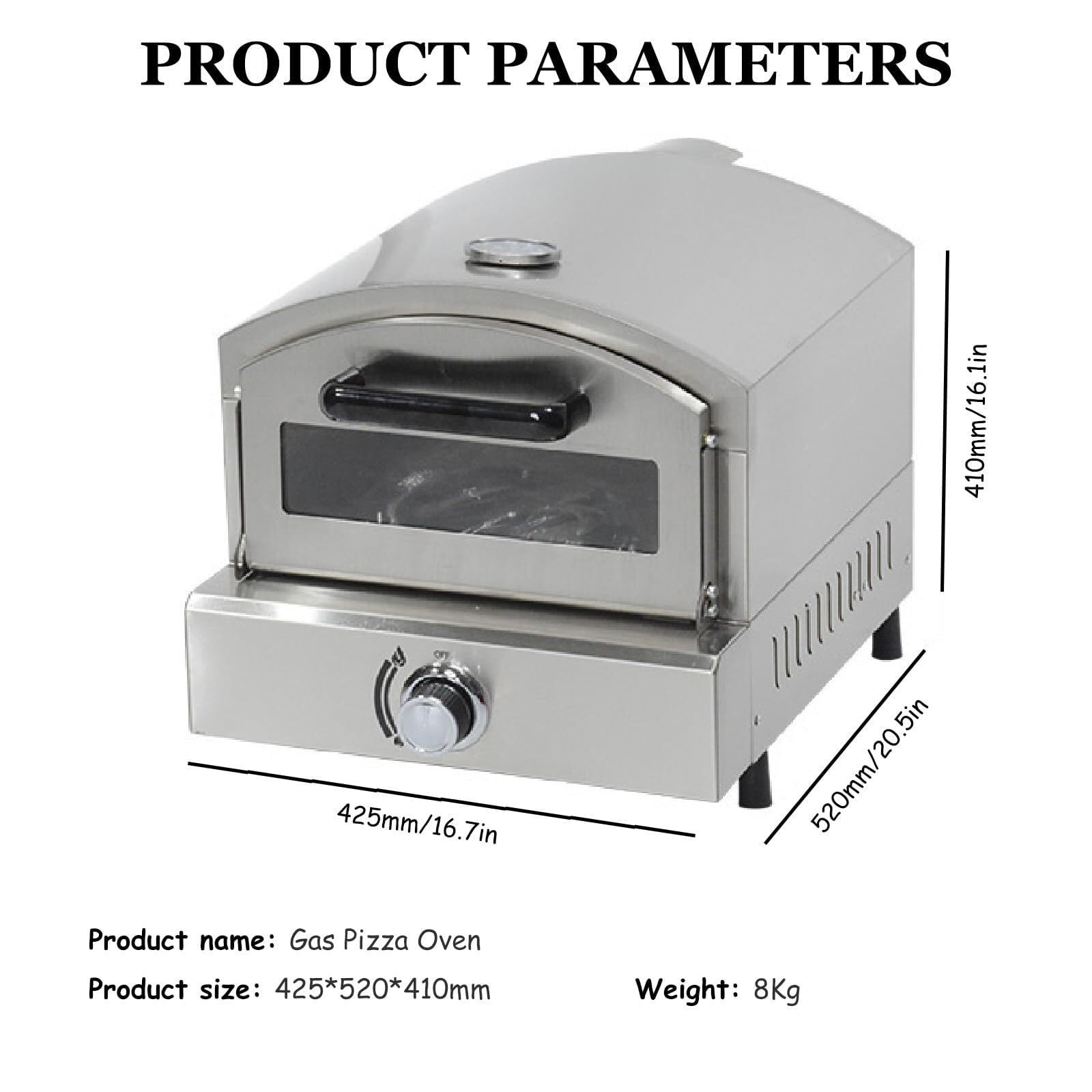 DJCDDM Commercial 12 inch Countertop Electric Pizza Oven, Multipurpose Indoor Pizza Oven, Stainless Steel Pizza Baking Machine for Restaurant Use(Gas)