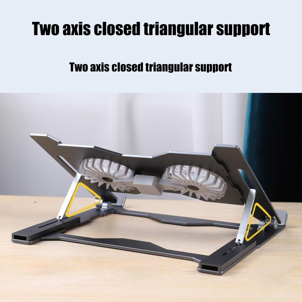 Soporte ergonómico para portátil con ventilador grande y soporte en ángulo Almohadilla de refrigeración de aluminio