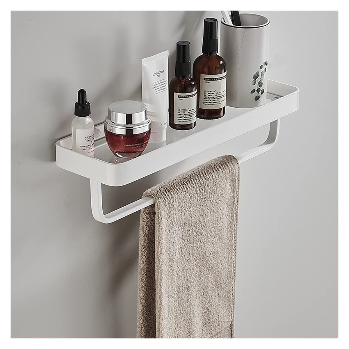 Mensole da bagno a parete in vetro con angolo bar portaoggetti per bagno nizer per doccia bianco 50 cm