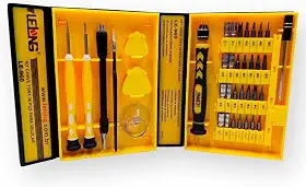 KIT COMPLETO DE CHAVES PARA ABRIR E REPARAR CELULAR COM 36 PEÇAS COM PINÇA E PALHETAS PARA IPHONE, IPAD, SAMSUNG, MOTOROLA UNIVERSAL COM MALETA
