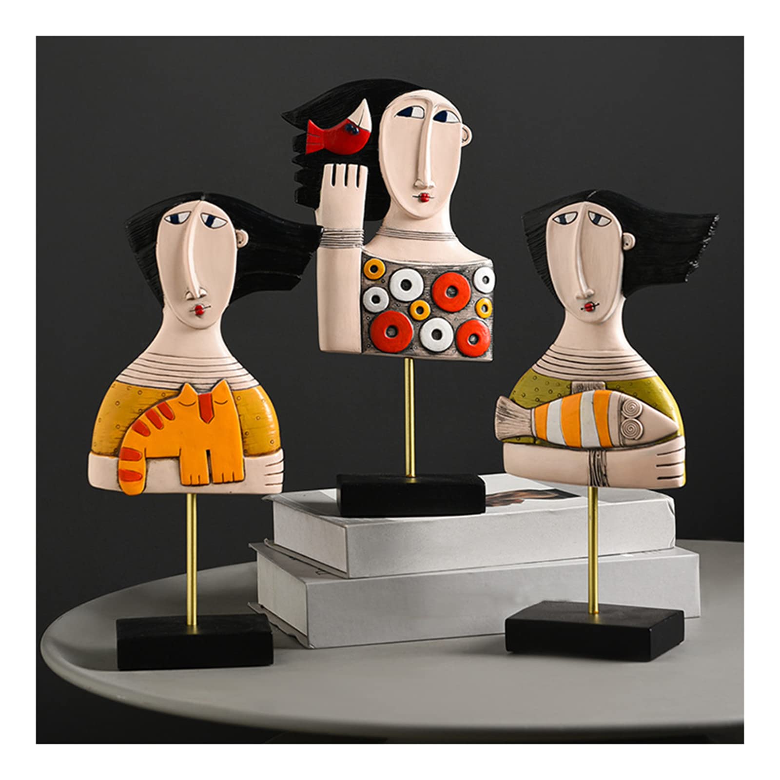 Skulpturen Deko Modern, Abstrakte Kunst Gesicht Deko Figuren, Tischdeko Wohnzimmer, Dekoration Wohnung, Dekofiguren Harz Statue, Geschenk,Portrait Set b