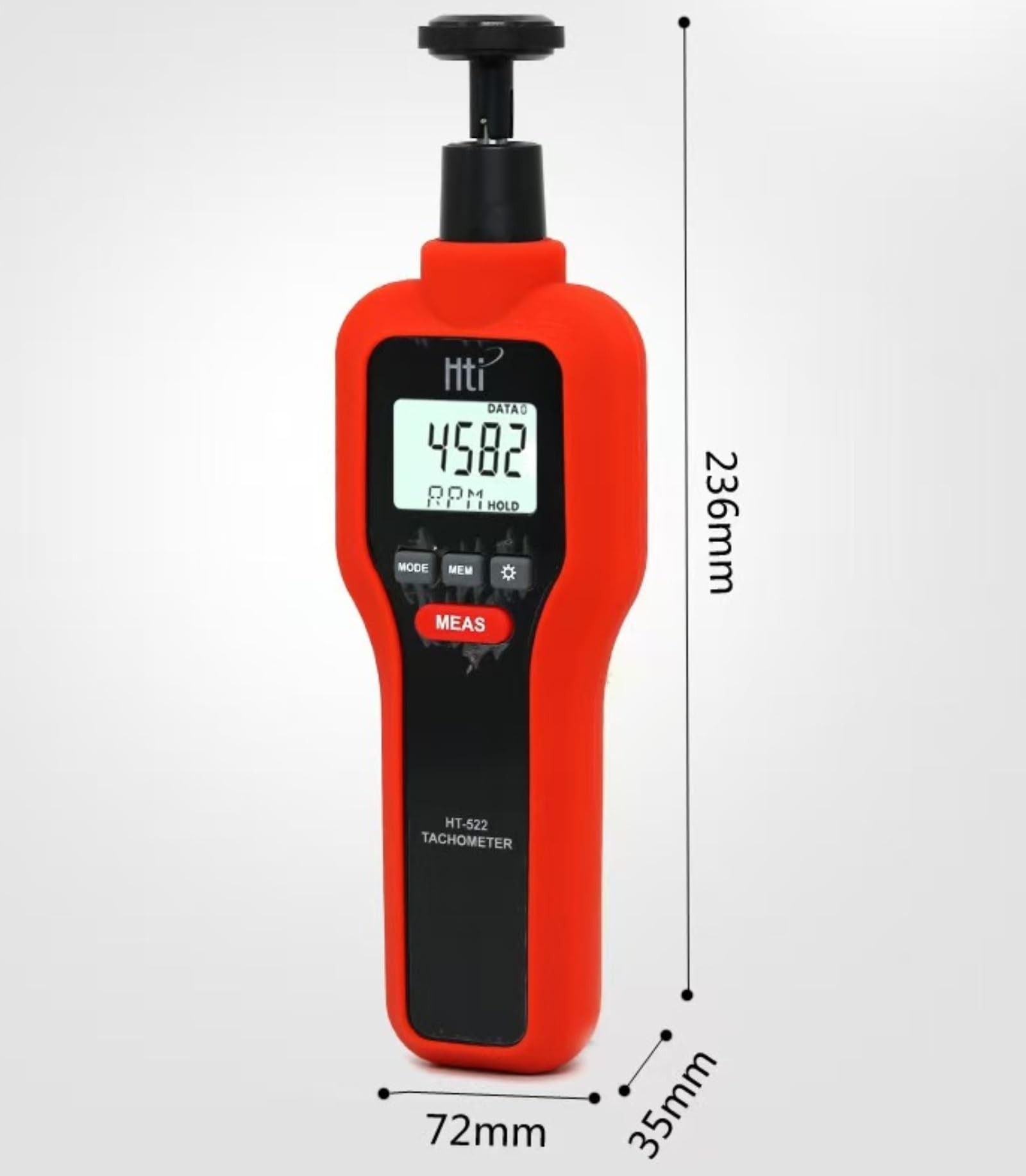 Generisch 2-in-1-Drehzahlmesser, kontaktbehafteter und berührungsloser Drehzahlmesser, großes LCD-Display, klare Messwerte, Kontaktbereich: 2–20.000 U/min, optoelektronischer Bereich: 2–99999 U/min