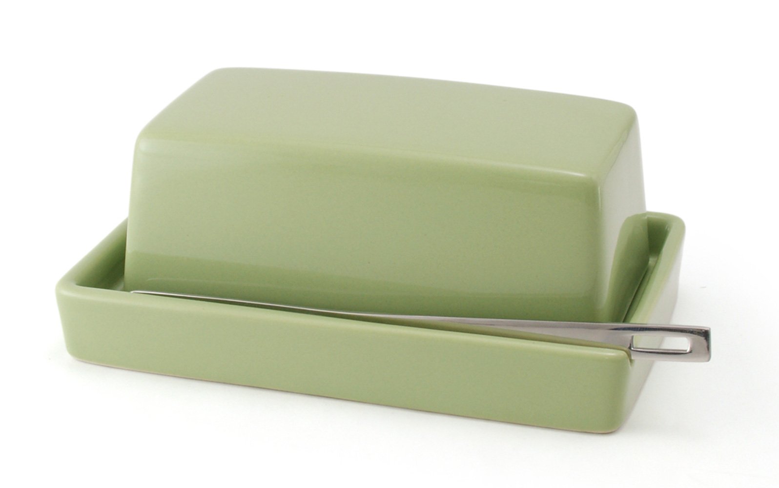Butter Dish with Knife, Artichoke, Approx. 5.7 x 3.5 x 2.4 inches (145 x 90 x 60 mm)