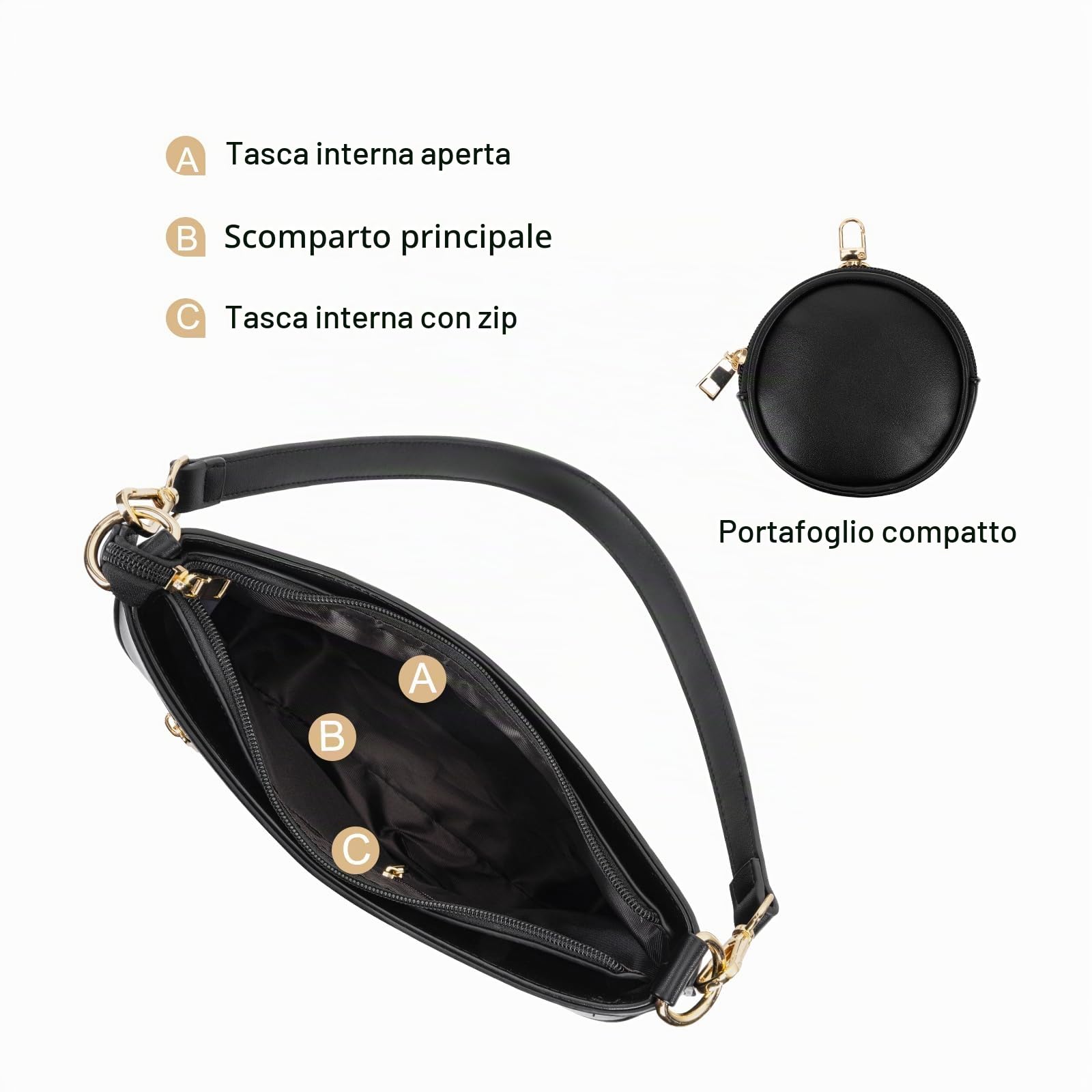 MOSISO Borsa Tracolla Donna Elegante Bags Mano Mezzaluna Borse a Tracolla