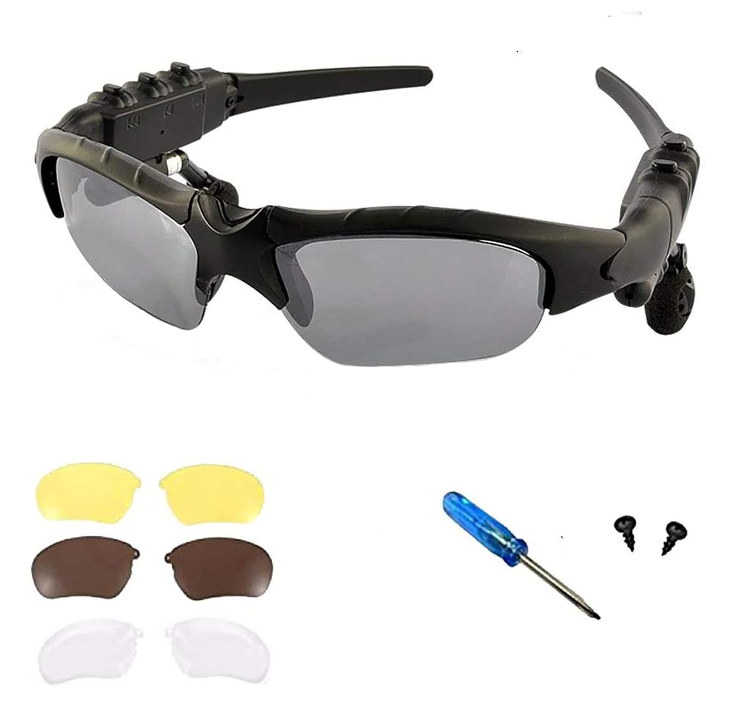 Wireless Bluetooth MP3 Sunglasses Polarized Lenses Music Sunglasses Stereo Headphone for iPhone Samsung Most Smartphone or PC Black-Gray