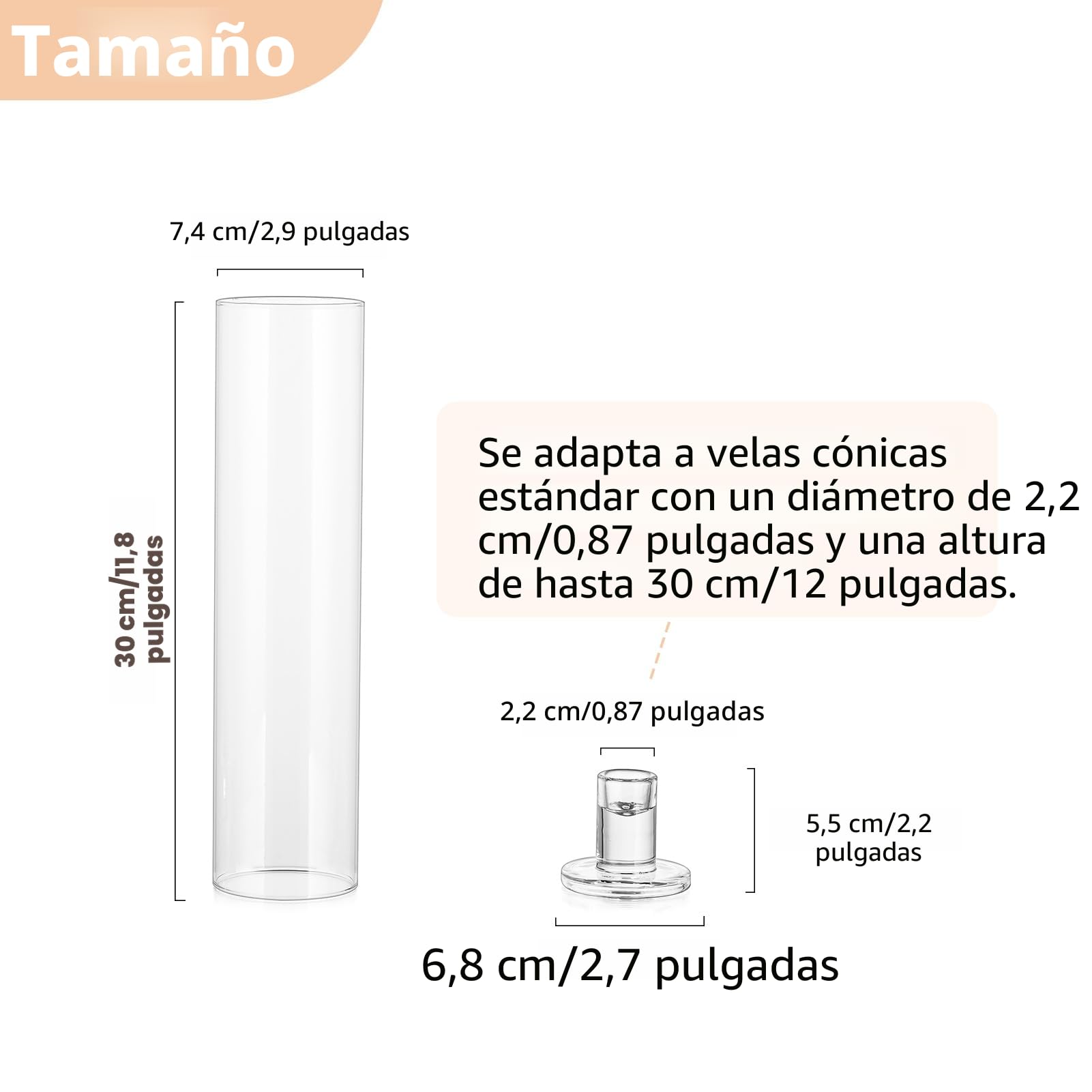 NUPTIO Huracán de Vidrio Titular de La Vela: 6 Piezas Portavelas para Velas de Candelabro, Portavelas Cilindro Alto Sin Fondo para Fiesta de Boda, Centro de Mesa, Decoración de Comedor