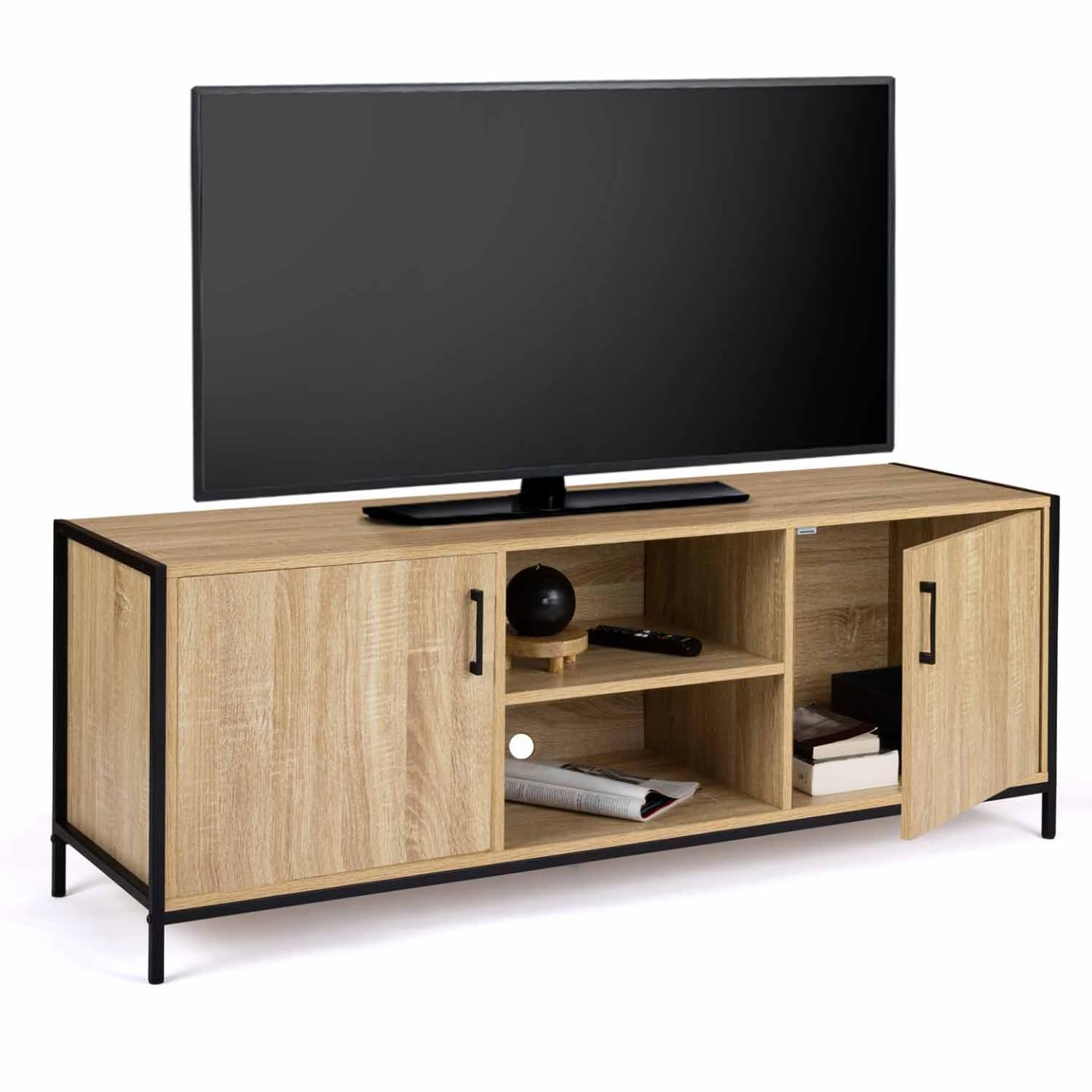 IDMarket - Mueble de TV de 140 cm Detroit 2 puertas diseño industrial