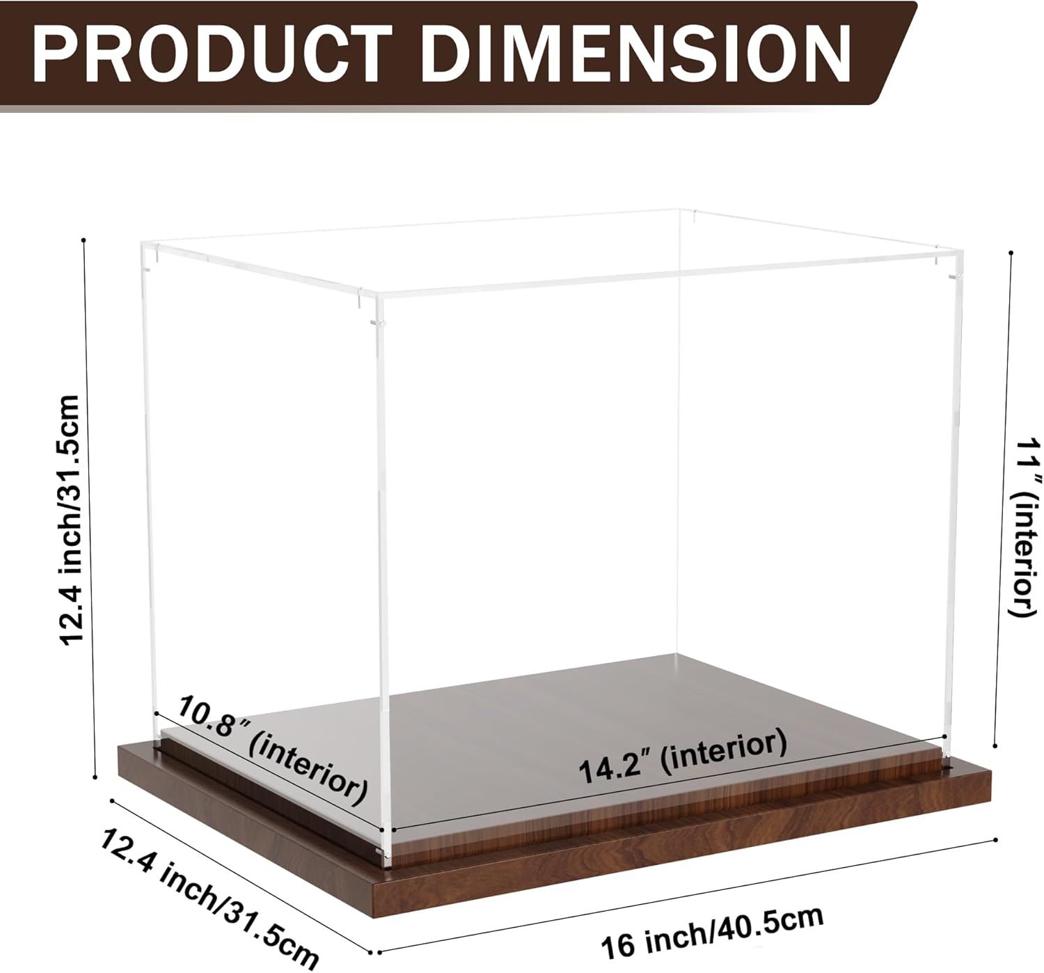 Football Helmet Display Case with Wood Base, Clear Acrylic Helmet Display Box Dustproof Displays Case for Helmets, Sports Collectibles, Memorabilia Displays