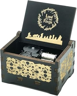 Micteney The Lord of the Rings Music box Antique Carved Wooden music box,Play...