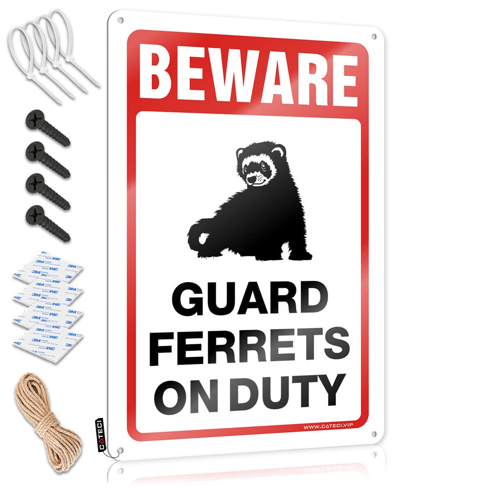 Vpguqarfr Colour Vintage Wall Decor Private Waterproof Artwork, Gorgeous Retro Print For Cafe Pub Score | Print Pre-Drilled Custom Beware! Guard Ferrets On Duty(30X40cm)