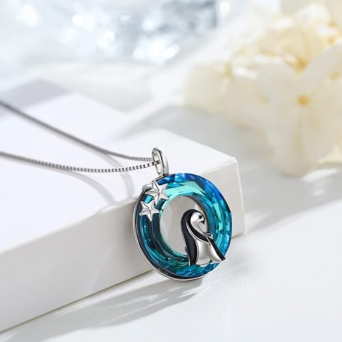 Miniatura 2 de Mother Daughter Necklace 925 Sterling Silver Crystal ElephantPenguin Necklace Cute Animal Mother's Day Necklace Jewelry Gifts for Mom Women