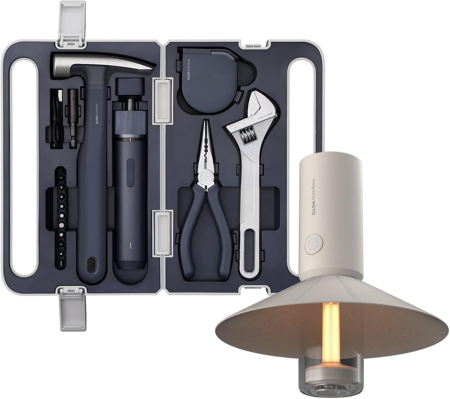 HOTO Electric Screwdriver Tool Set, High-end Tool Kit Bundle With HOTO Outdoor Camping Flashlight Rechargeable, 3-in1 Camping Lantern 3200mAh, IP66 Water Resistant