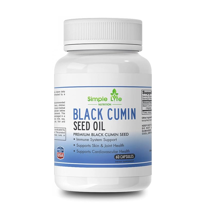 Simple Life Nutrition – Cápsulas de óleo de cominho-preto – 60 cápsulas