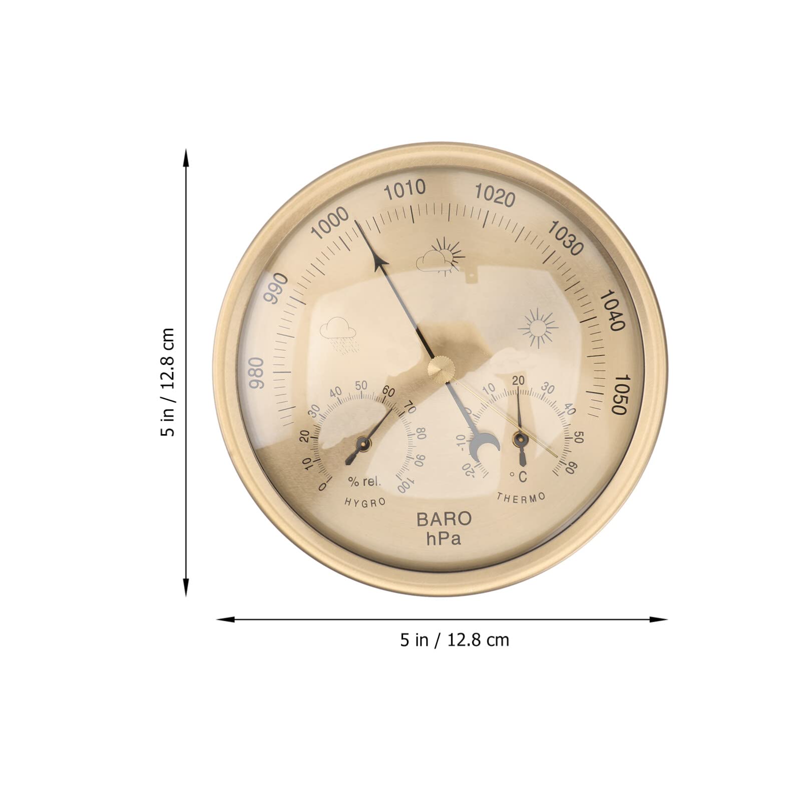 Station Météo 3 En 1 Analogique - Thermomètre, Hygromètre, Baromètre - Aluminium 130 Mm, Mécanique Sans Pile