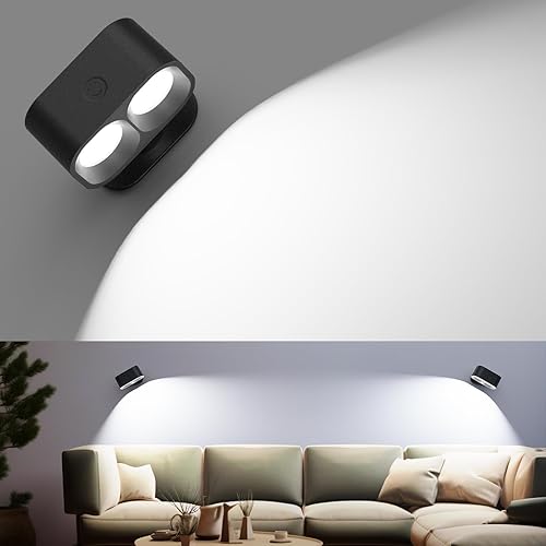 VOLISUN Lámparas de pared, apliques de pared LED con batería de 2000 mAh, luces de pared con 3 temperaturas de color y brillo, bola magnética