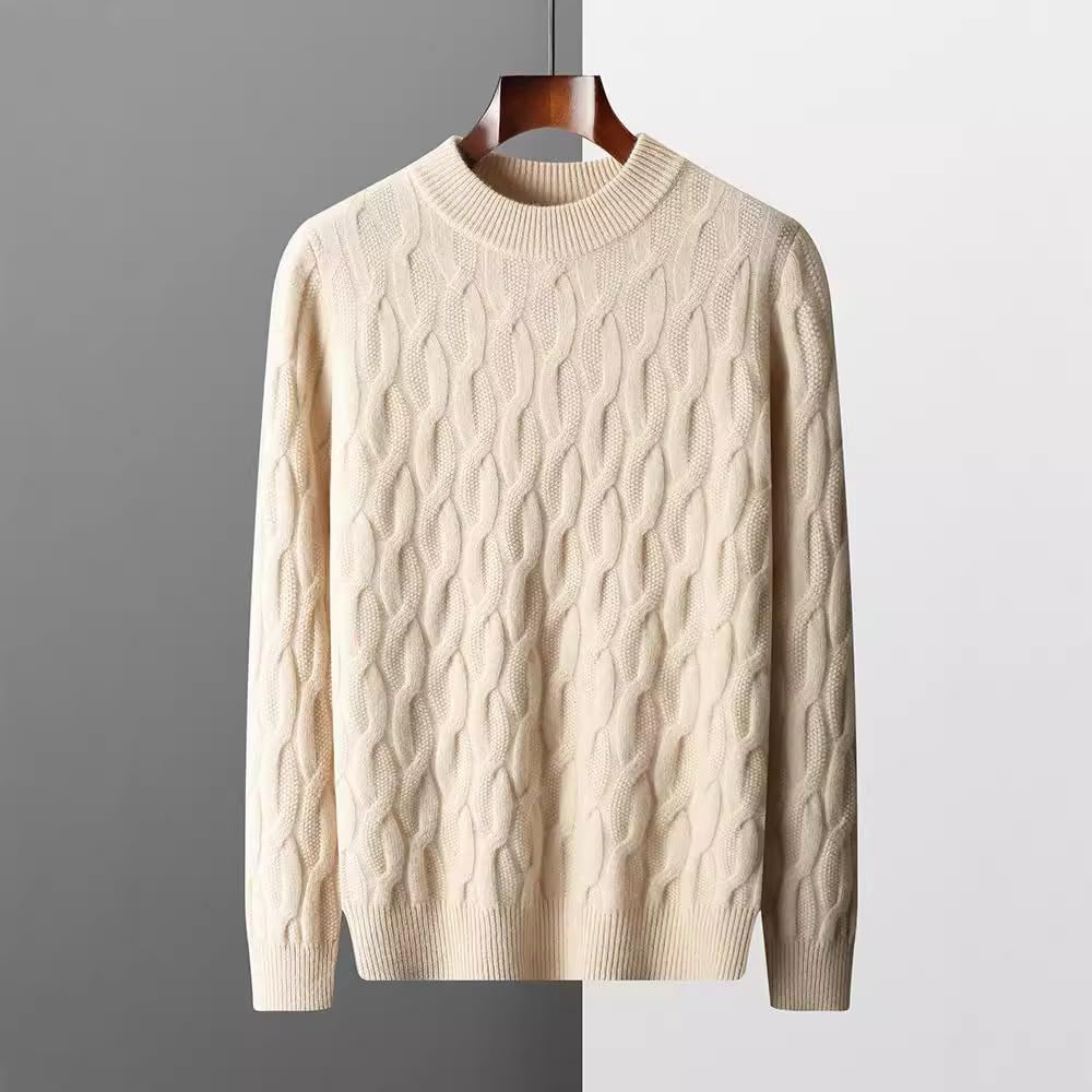 Maglioni per Uomo Autunno e Inverno Nuovi Uomini Mezzo Dolcevita Maglione di Lana Ispessita Pullover Tinta Unita Casual Plus Size Lavorato a Maglia Intrecciato Maglioni Moda Uomo
