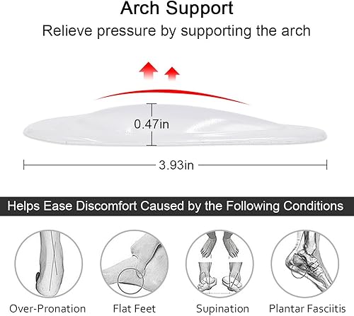 Miniatura 3 de Dr. Foot's - Plantillas de zapatos con soporte de arco para pies planos, insertos de arco de gel para fascitis plantar, almohadilla adhesiva para