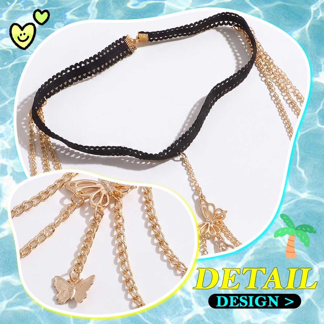 Butterfly Thigh Leg Chain Gold Summer Beach Body Chains for Women