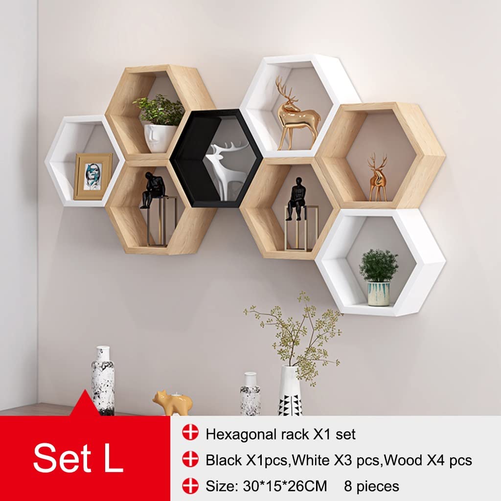 Amazon｜六角形セット、壁掛けハニカムファームハウス収納棚、寝室