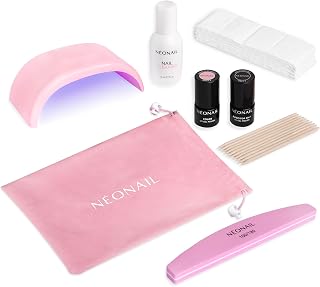 NEONAIL Sweet Pink Set con Mini Lampara LED - Pintauñas Semipermanentes - Lampara Uñas Semipermanentes - Gel Uñas - Top Coat - Lampara de Uñas - Manicura - Base Coat - Kit - Unhas - Rosa