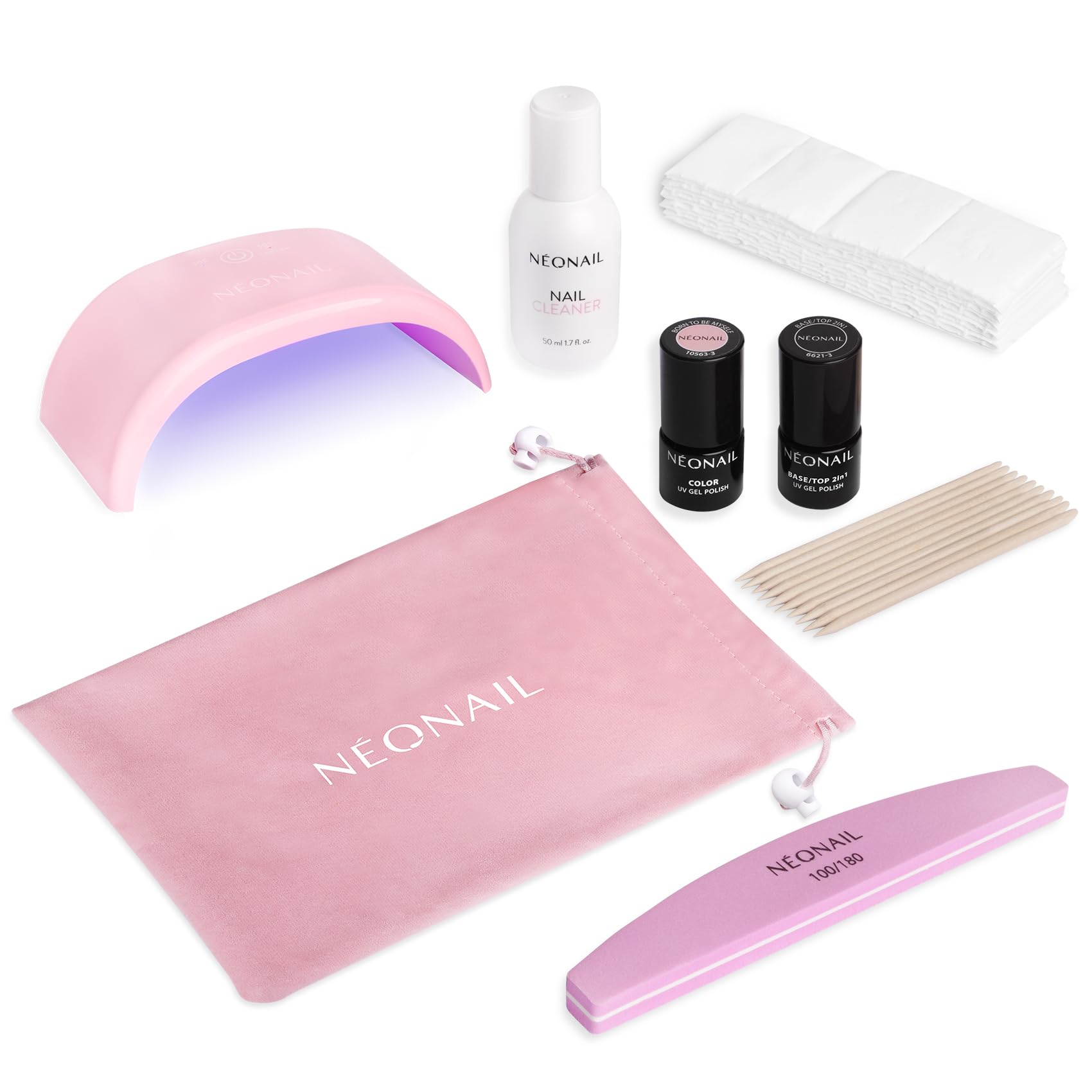 NEONAIL Sweet Pink Set con Mini Lampara LED - Pintauñas Semipermanentes - Lampara Uñas Semipermanentes - Gel Uñas - Top Coat - Lampara de Uñas - Manicura - Base Coat - Kit - Unhas - Rosa