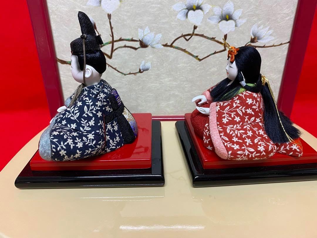 雛人形 草園作 木目込人形 親王五人飾り桜型台