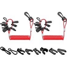 2 Sets Boat Kill Switch Lanyard with 7 Keys, Compatible with Mercury Tohatsu Evinrude Outboard Marine Engine Safety Cutoff Switch Cord Tether