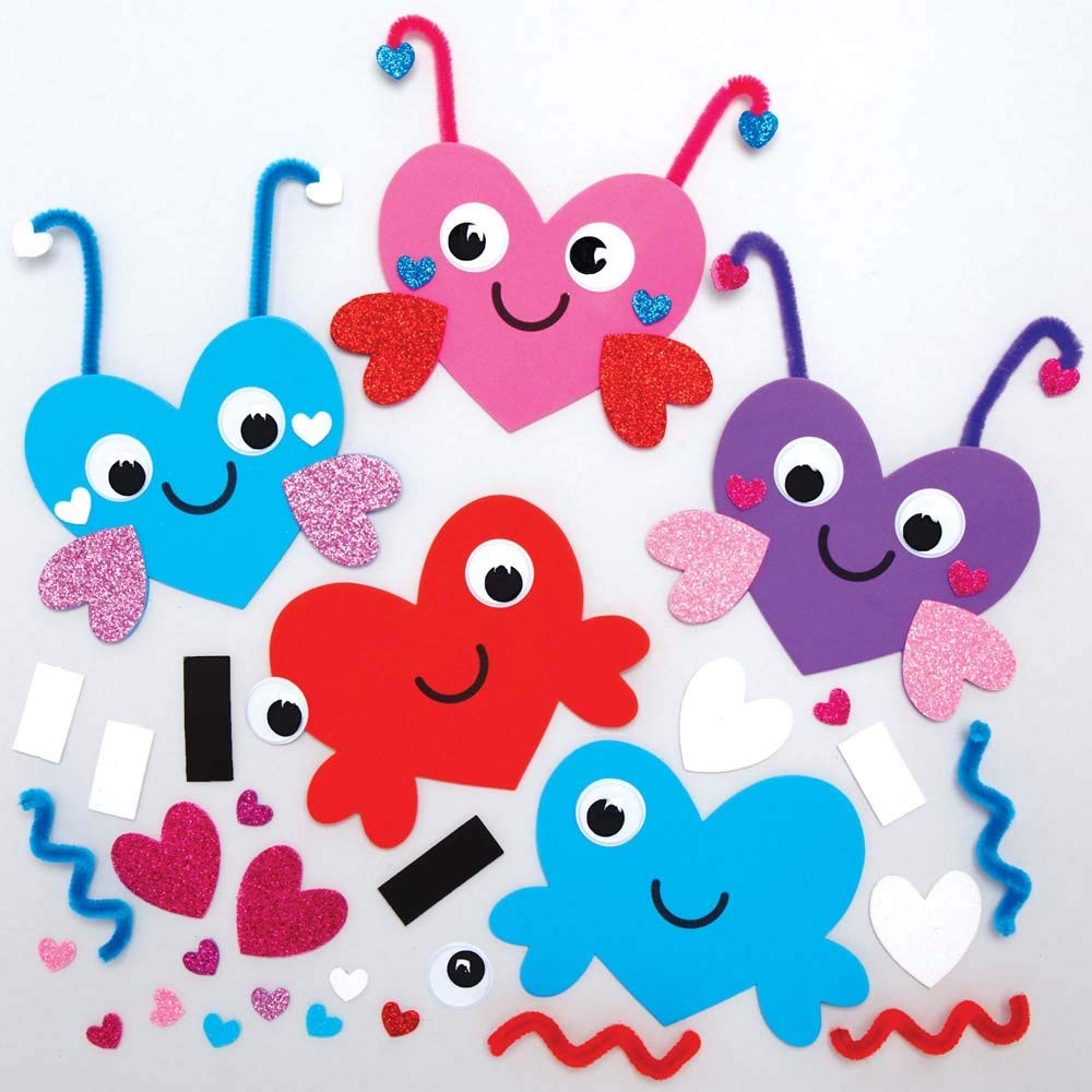 Baker Ross AX671 Love Bug Magnet Kits - Pack of 8, 12cm, Foam Crafts, Fridge Magnets, Assorted Designs, Activity Kits