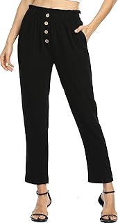 Pantaloni Donna Eleganti a Vita Alta Lunghezza Ritagliata con Fiocco Moda Pantaloni Lunghi con Tasche