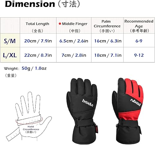 Miniatura 2 de TRIWONDER Guantes de esquí para niños y niñas, para invierno, para clima frío, resistente al viento, cálidos, para snowboard y deportes