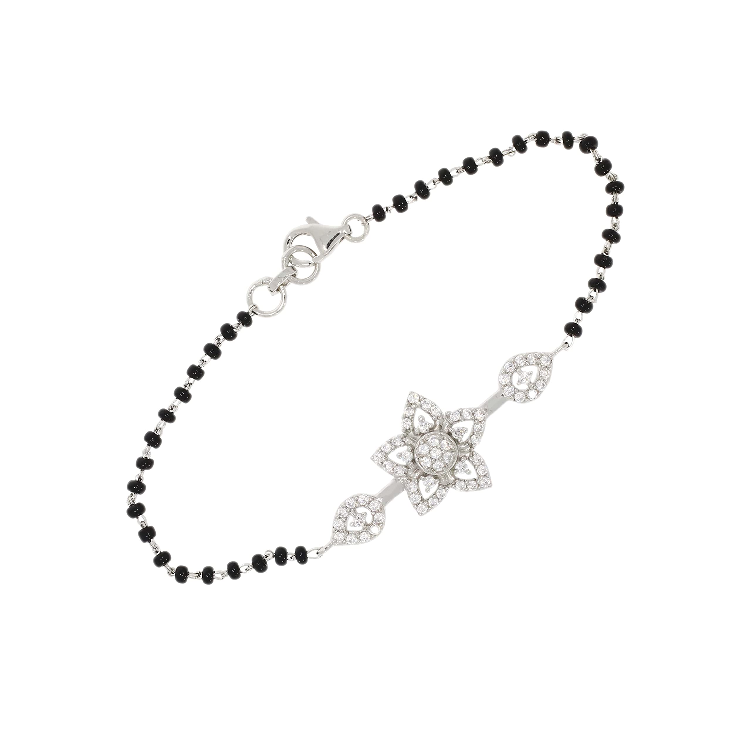 ANAYRA FINE SILVER JEWELLERY Diamond Flower Pure Silver Mangalsutra Bracelets For Women, 925 Silver Bracelet For Women, Pure Silver Bracelet For Women, Gifts For Wife, Hand Mangalsutra (B09VTD3K93) Amazon Price History, Amazon Price Tracker