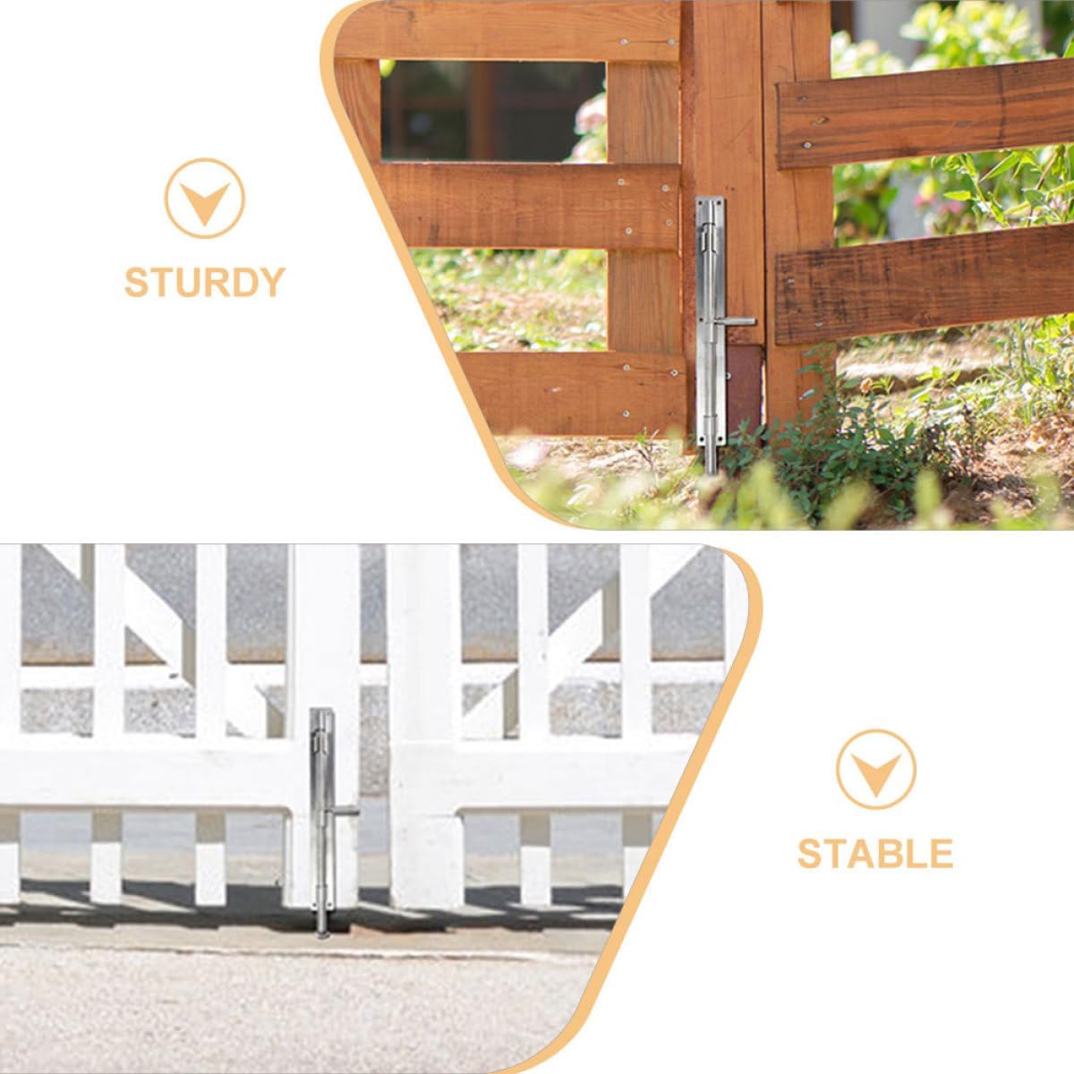 2pcs Stainless Steel Barrel Bolt Latch Door Lock Slide Latch for Wooden Gate Security Cabinet Wardrobe Furniture Hardware 16-inch Heavy Duty Installation