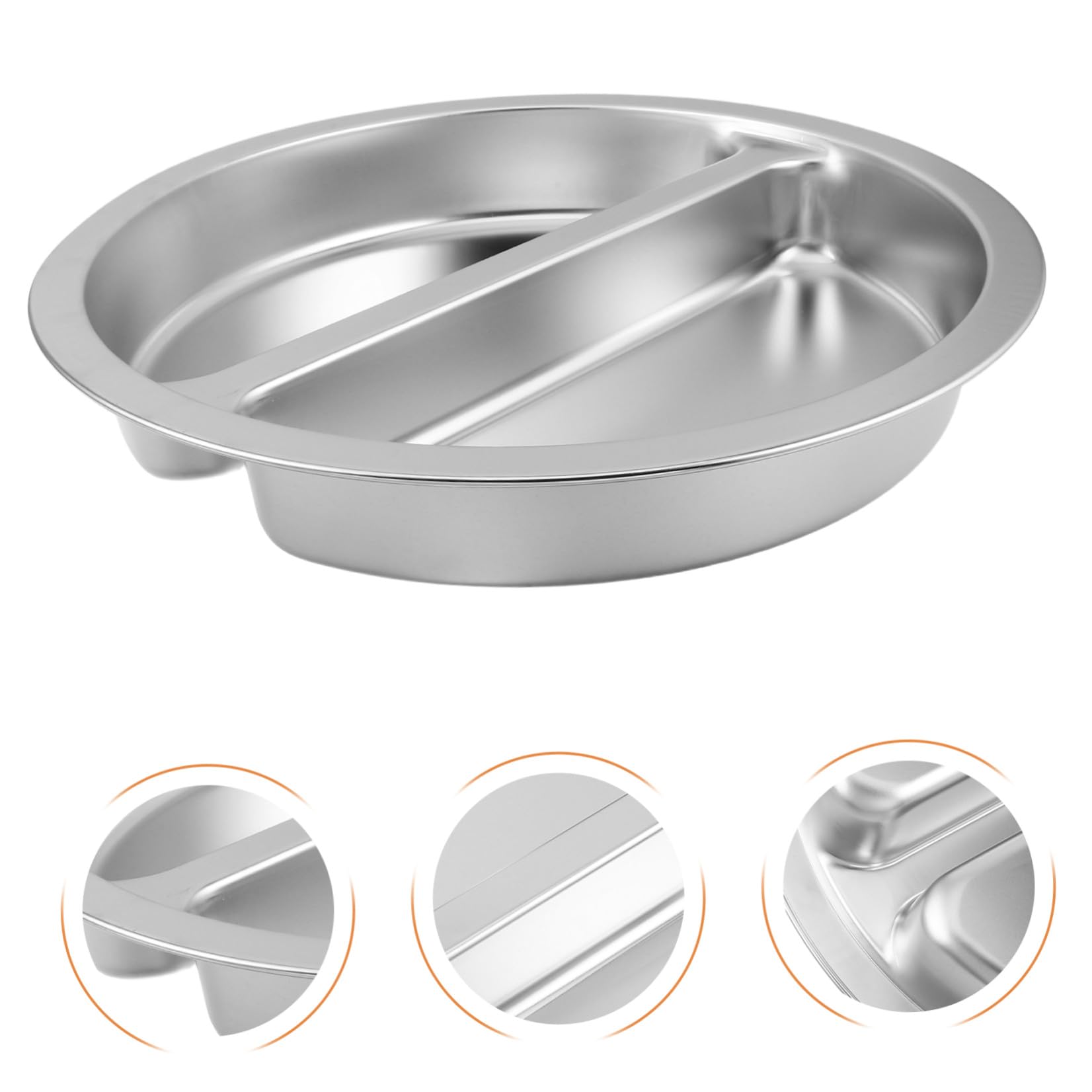 Chafing Dish Redondo de Acero Inoxidable 6 L con Doble Compartimento