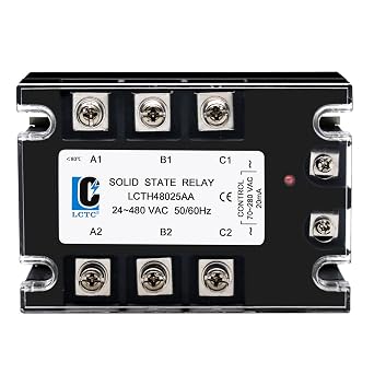 3 Phase Solid State Relay SSR-25AA AC to AC Input70-280V AC Output 24-480V AC Solid State Switch 240VacAC to AC 25A