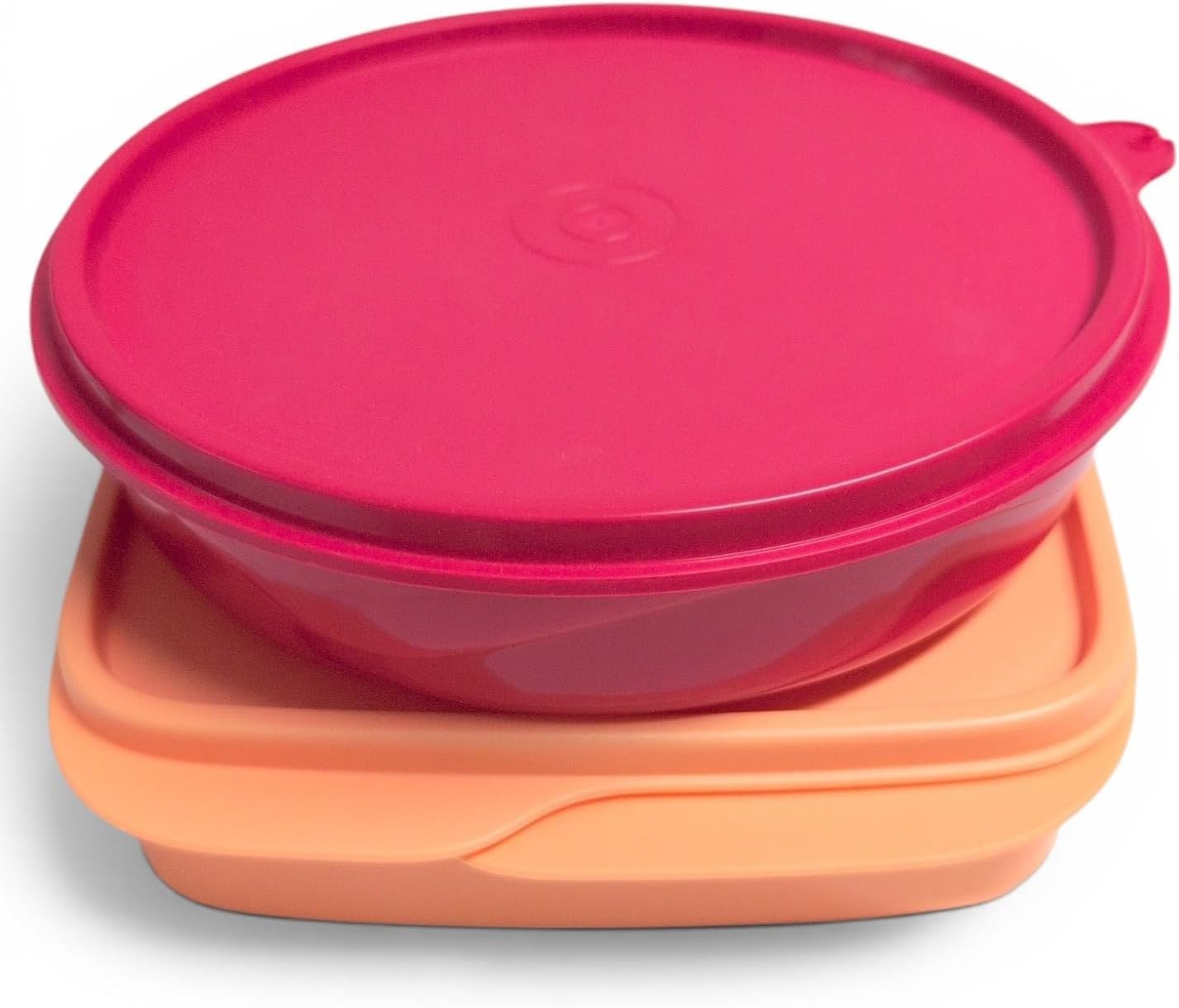 Tupperware Clevere Pause Brotdose 550 ml Orange geteilt + Signoraware Brotdose 550 ml Rot rund geteilt, Lunchbox Set BPA-frei für Kindergarten, Schule, Büro & unterwegs