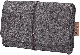 ProCase Felt Storage Case Bag Accessories Organizer for MacBook Laptop Mouse Power Adapter Cables Computer Electronics Cellphone Accessories Charger SSD HHD -Black