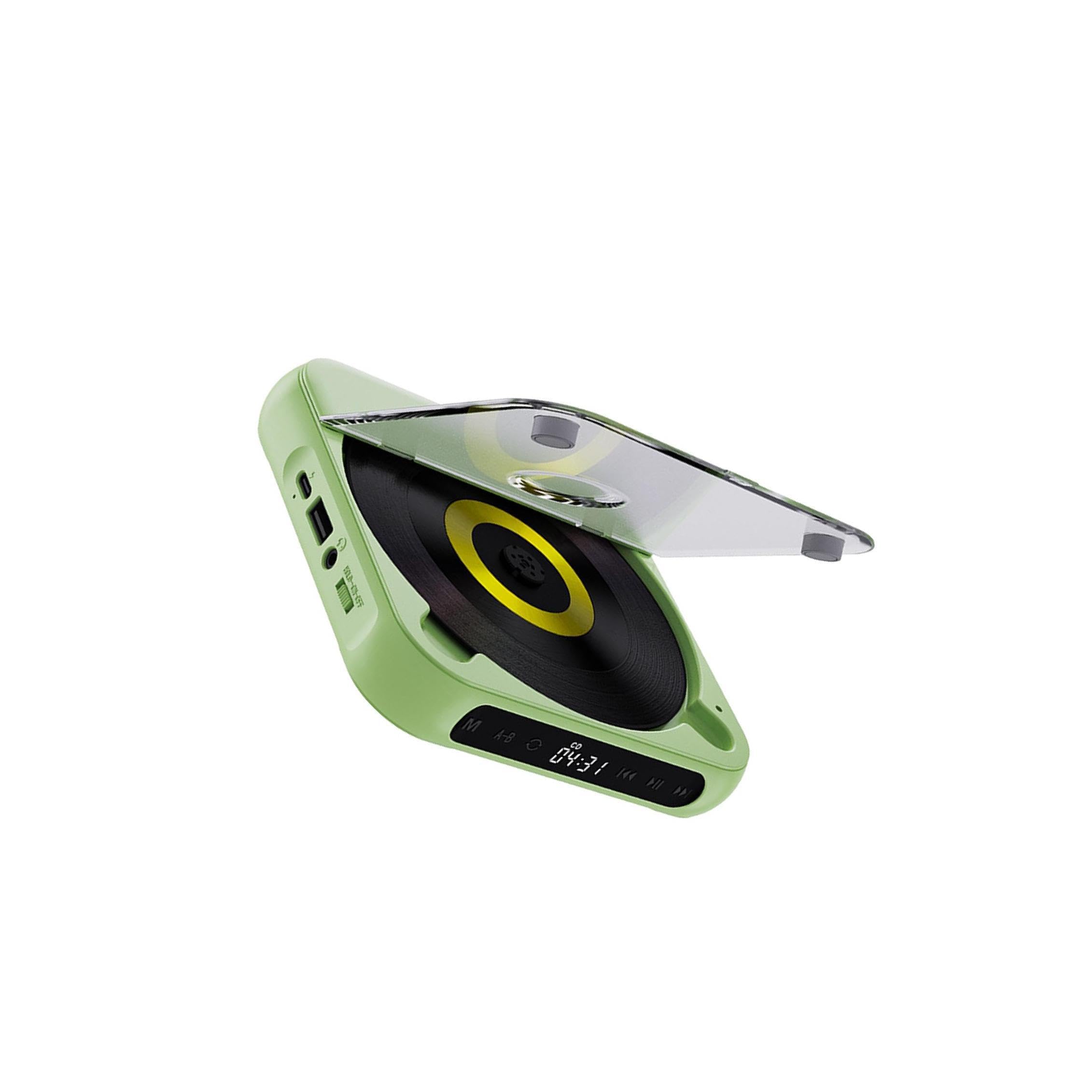 Reproductor de CD con Radio FM y Sonido portátil. Entretenimiento en casa y diversión al Aire Libre. Disfruta de tu música en CD o USB de Forma, Verde, 135 x 135 x 25 mm