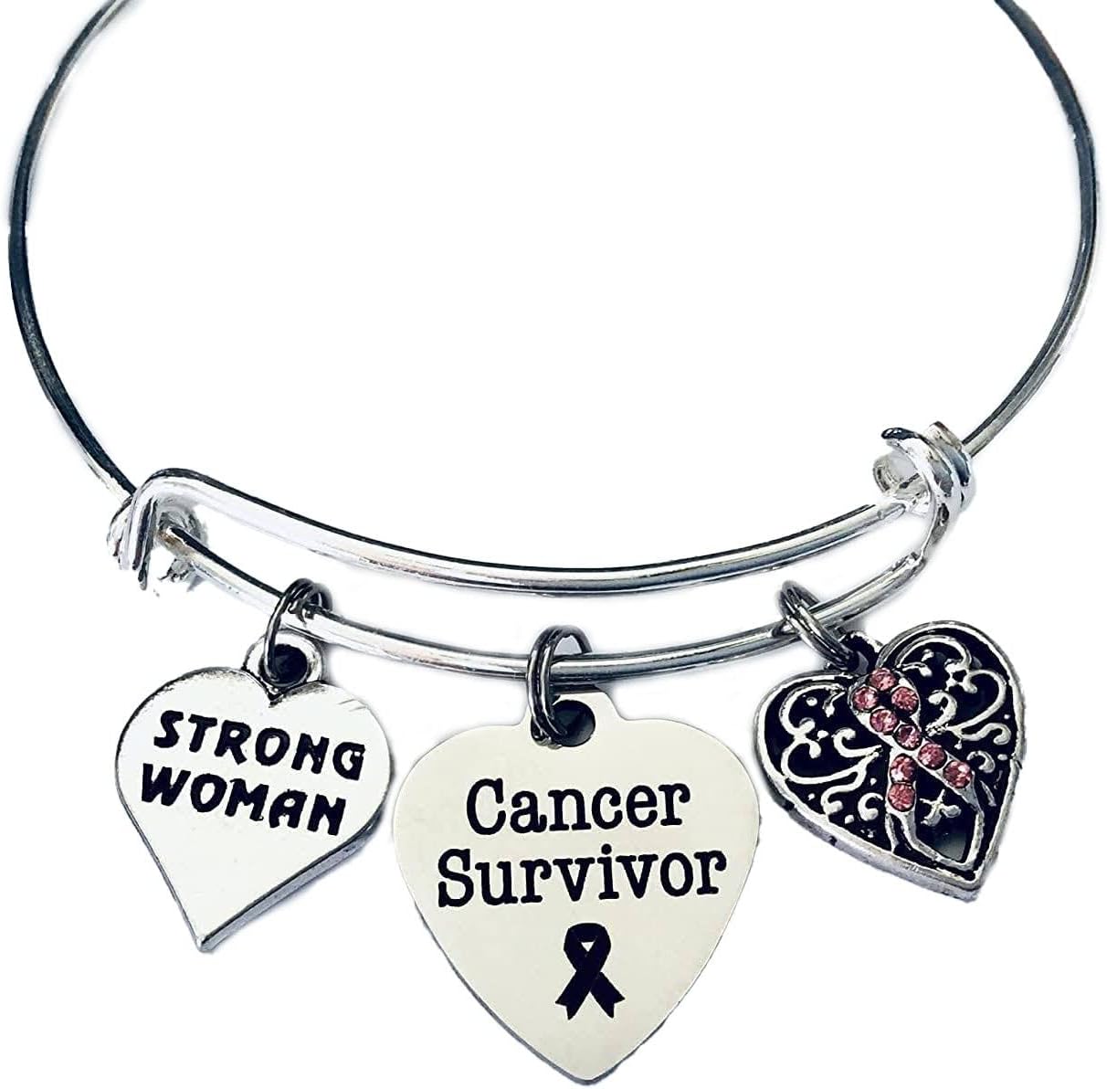 Cancer Survivor Strong Woman Pink Awareness Charm Bracelet Breast Cancer Survivor Jewelry Gift