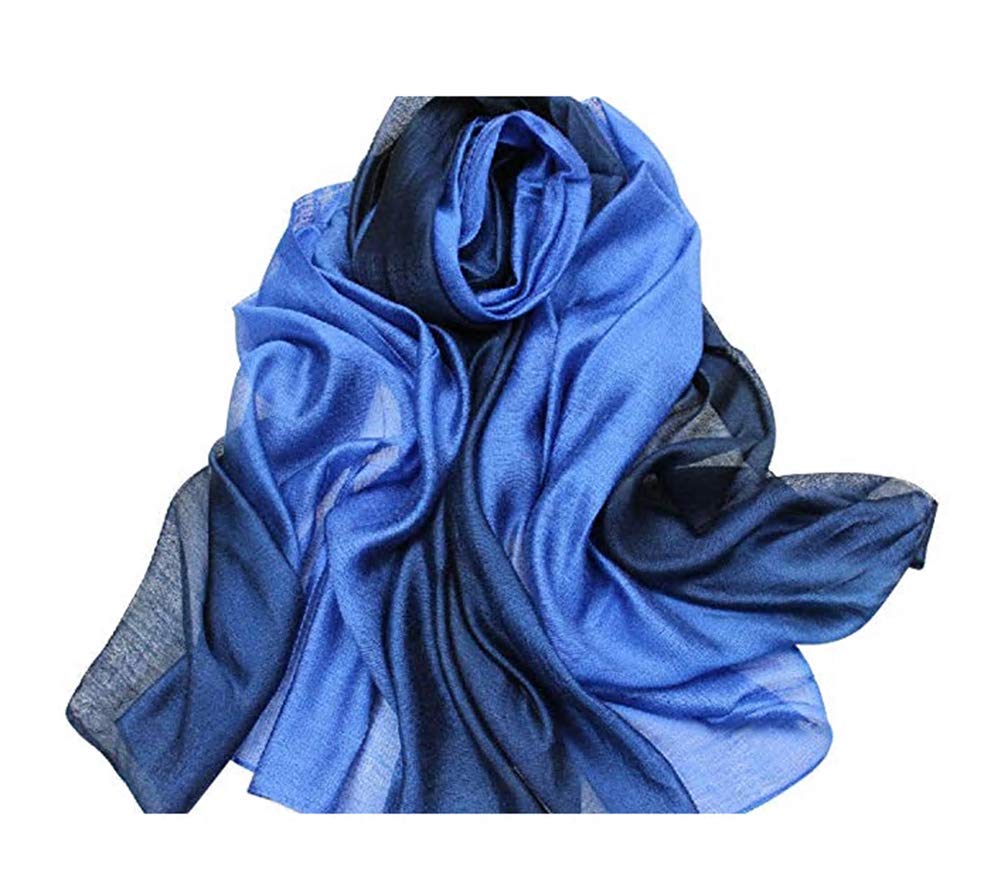 QIKEGooods Cotton Silk Scarves for Women Gradient Color Long Shawl wrap Ladies Neck Scarves Soft Scarf Shawl Wrap Stole Scarf