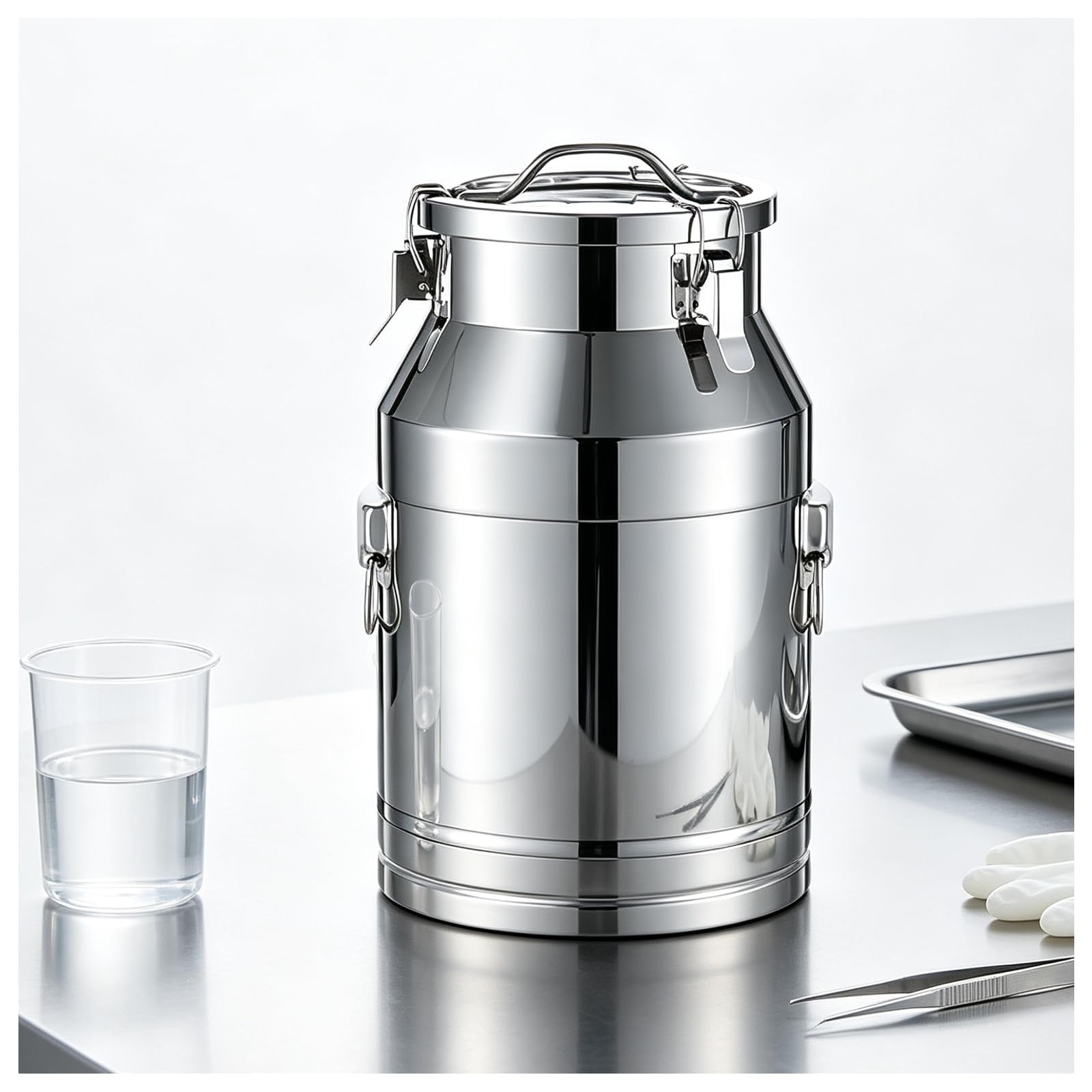 Latta inox con coperchio - imbuto+mescolino in acciaio inclusi 88L/23.25gal