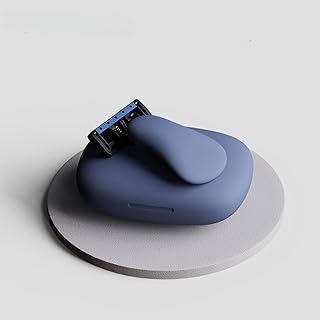 メンズ用 手動カミソリ 5枚刃 ミニシェーバー|磁気開閉式収納ケース付き 携帯用 髭剃り|隠し刃ヘッド・フルカバーグリップ設計|旅行・出張・日常ケア対応 (青)