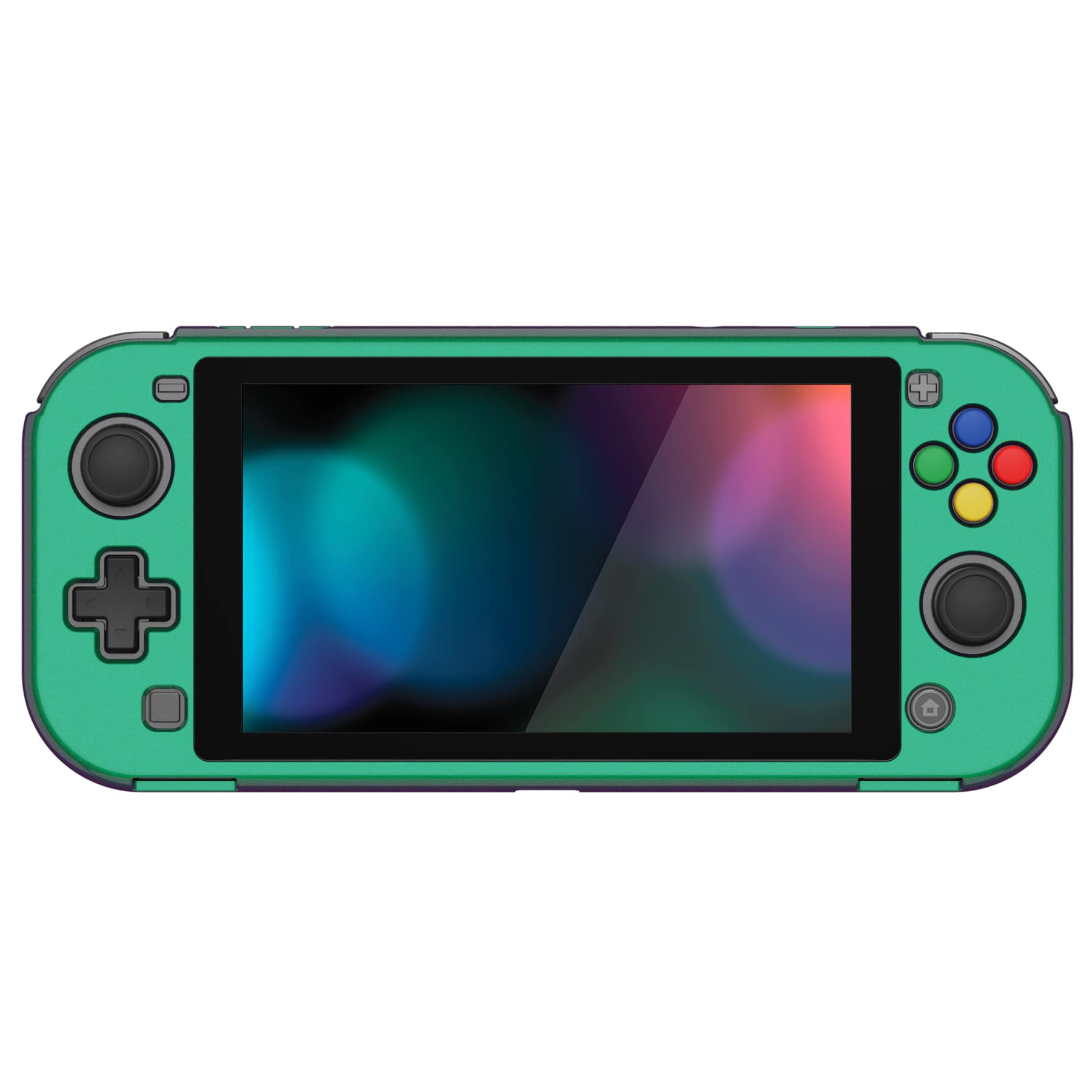 eXtremeRate PlayVital Coque de Protection pour Nintendo Switch Lite | avec Capuchon Joystick pour Nintendo Switch Lite et Cover Boutons & Protecteur d'Écran Verre Trempé-Caméléon Violet Vert