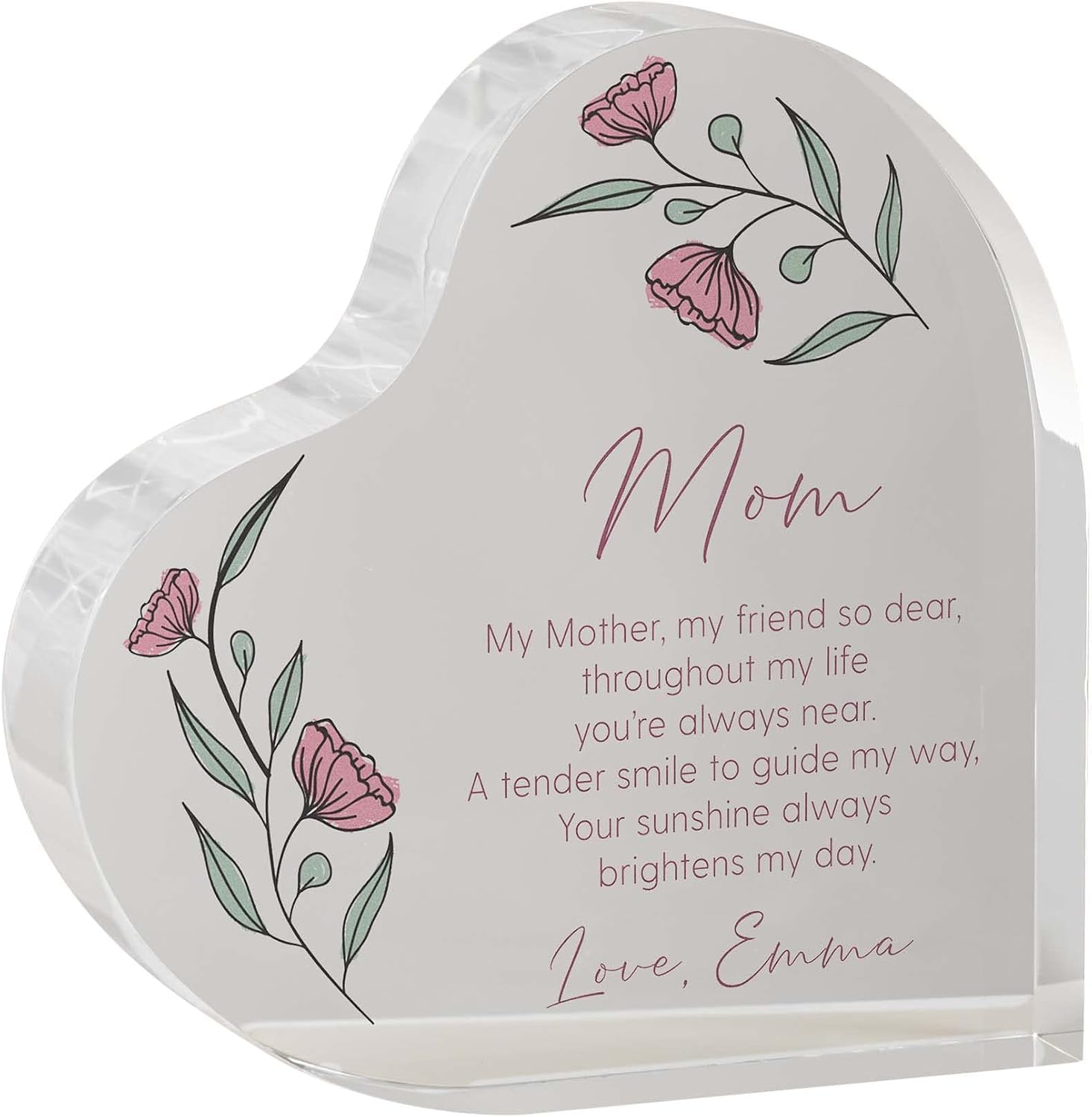Floral Message for Mom - Personalized Universe Heart Keepsake - Custom for Mom, Wife, Grandma