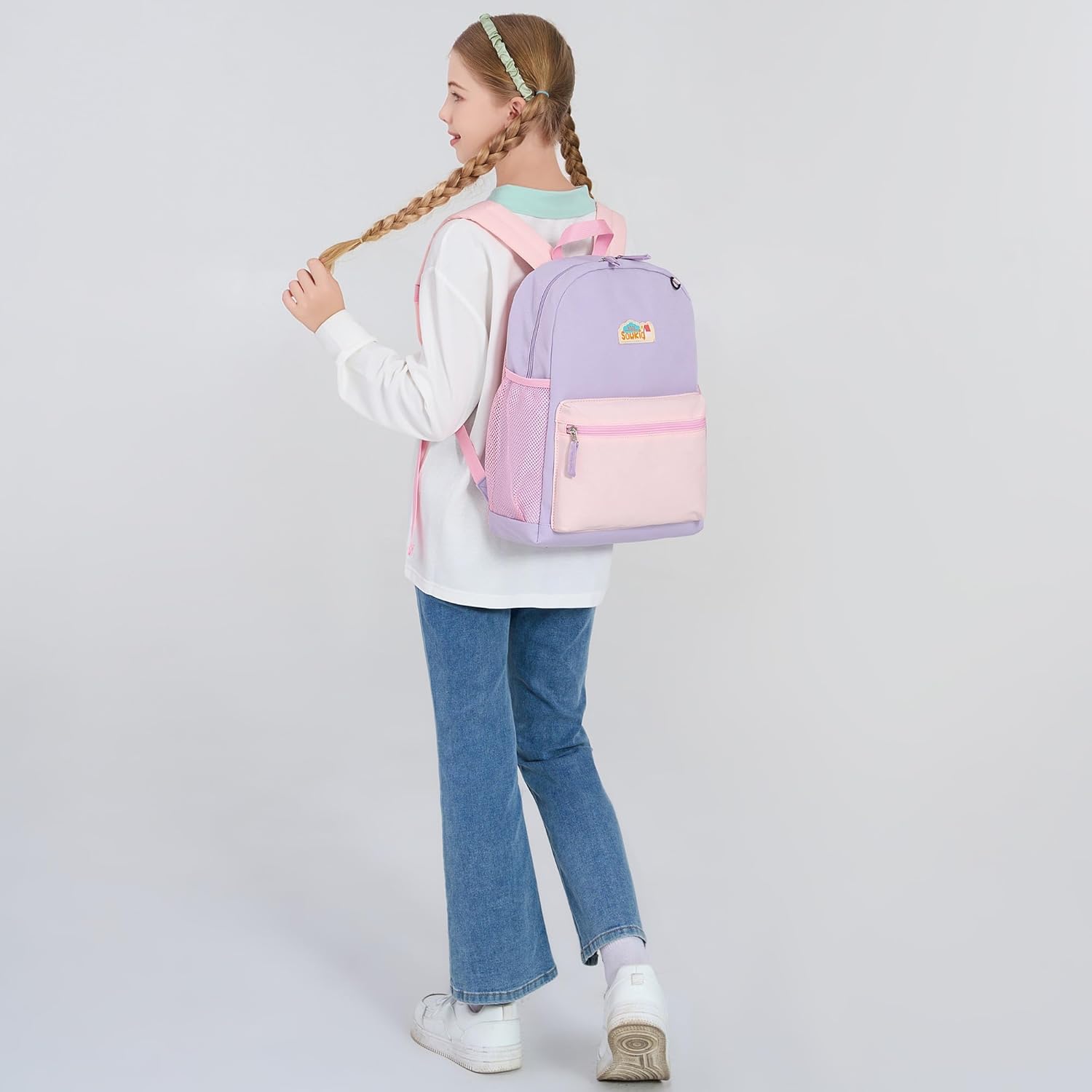 Girls Backpack for Kindergarten Childrens 15 inch Backpack for School Kids Bookbag for Girls 4-6 (Purple and Pink)