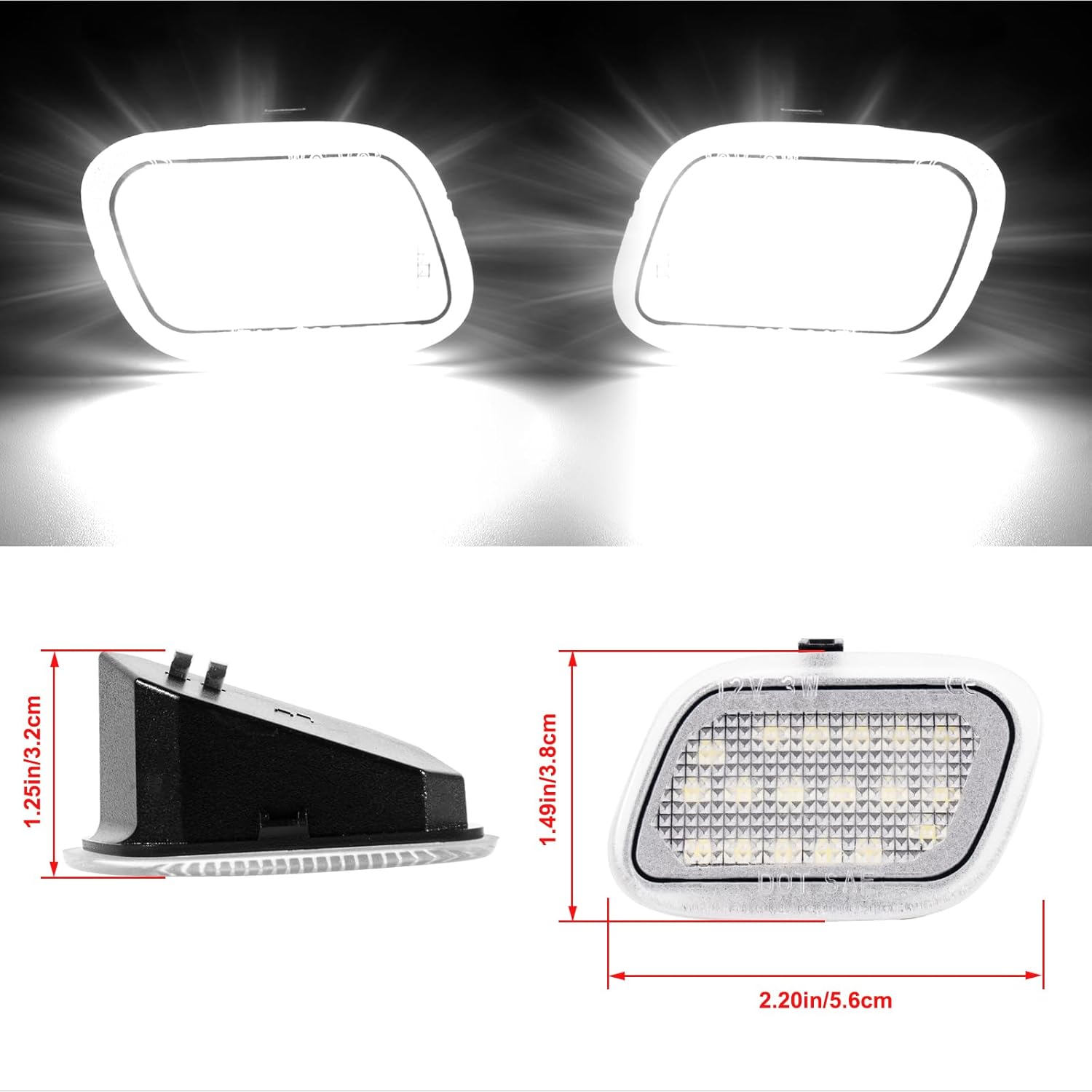 POPMOTORZ LED Side Mirror Puddle Lights Lamps Assembly Compatible with 2015-2021 Ford F150 / Ford F-250 F-350 F-450 F-550 Super Duty LED Under Mirror Puddle Lamp Front Side Puddle Lights Pack of 2