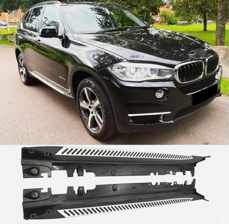 2PCS Running Boards for BMW X5 F15 2014-2018 Side Steps Complete Kit Car Nerf Bar New Upgrade Black Panel with Anti-Slip Particles Black&White(for Dedicated Vehicles only)