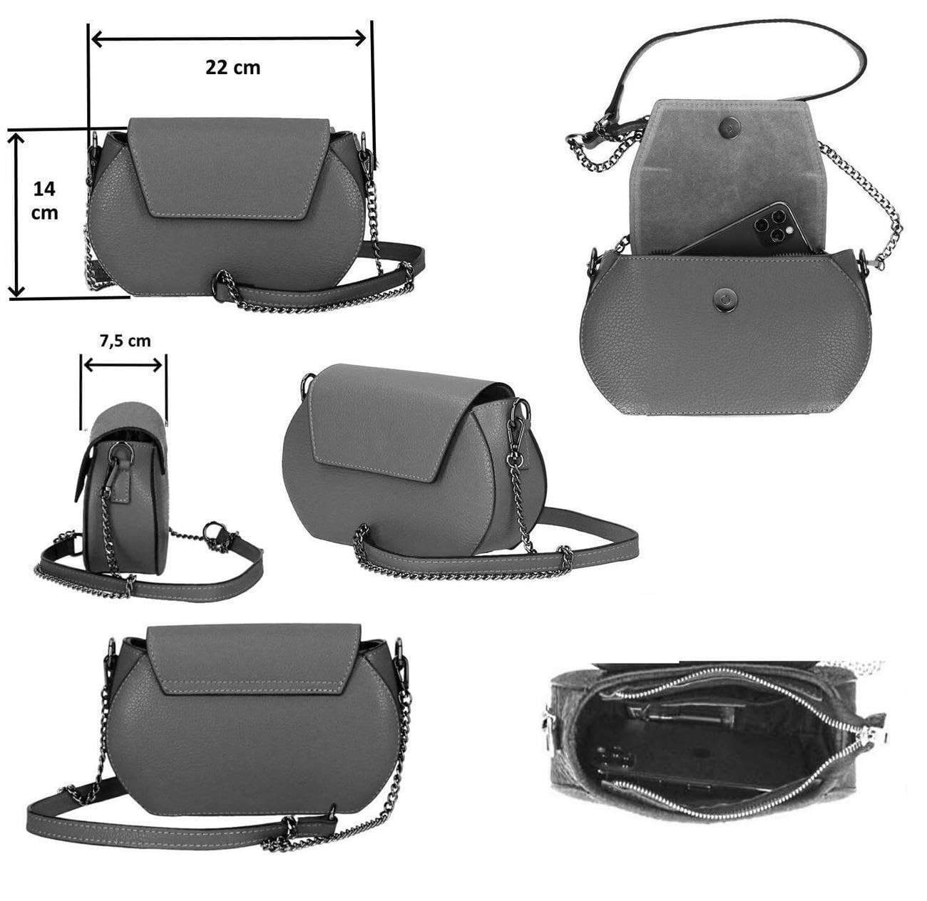 OBC Made in Italy Damen Leder Tasche Kroko Prägung oder Glattleder Umhängetasche Clutch Wildleder Handtasche Ledertasche Schultertasche